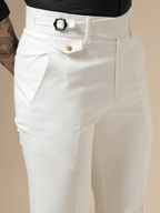 White Single Buckle Formal Gurkha Pants by ITALIAN VEGA®