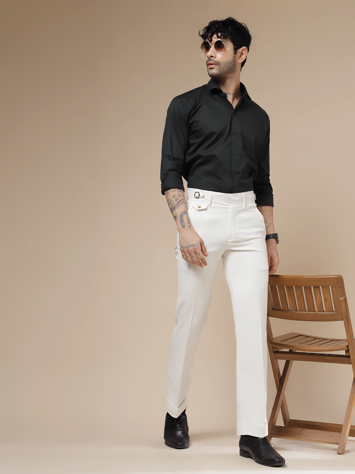White Single Buckle Formal Gurkha Pants by ITALIAN VEGA®