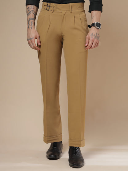 Camel Double Buckle Formal Gurkha Pants by ITALIAN VEGA®