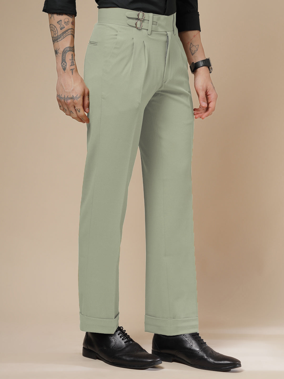 Lime Double Buckle Formal Gurkha Pants by ITALIAN VEGA®