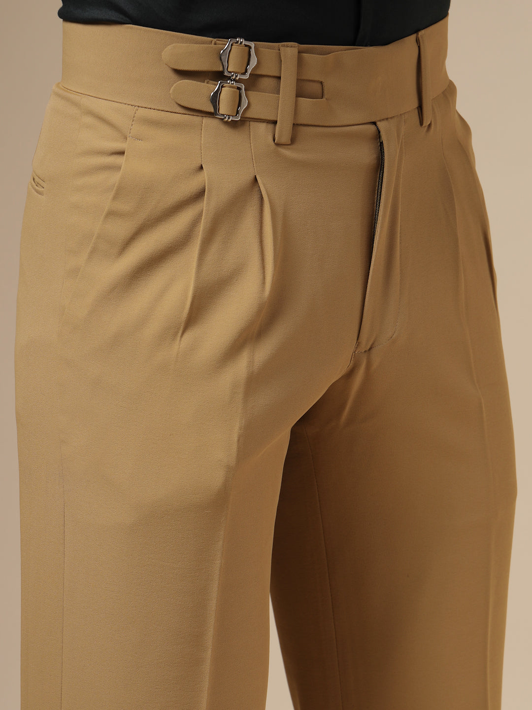 Camel Double Buckle Formal Gurkha Pants by ITALIAN VEGA®