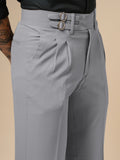 Ash Grey Double Buckle Formal Gurkha Pants by ITALIAN VEGA®