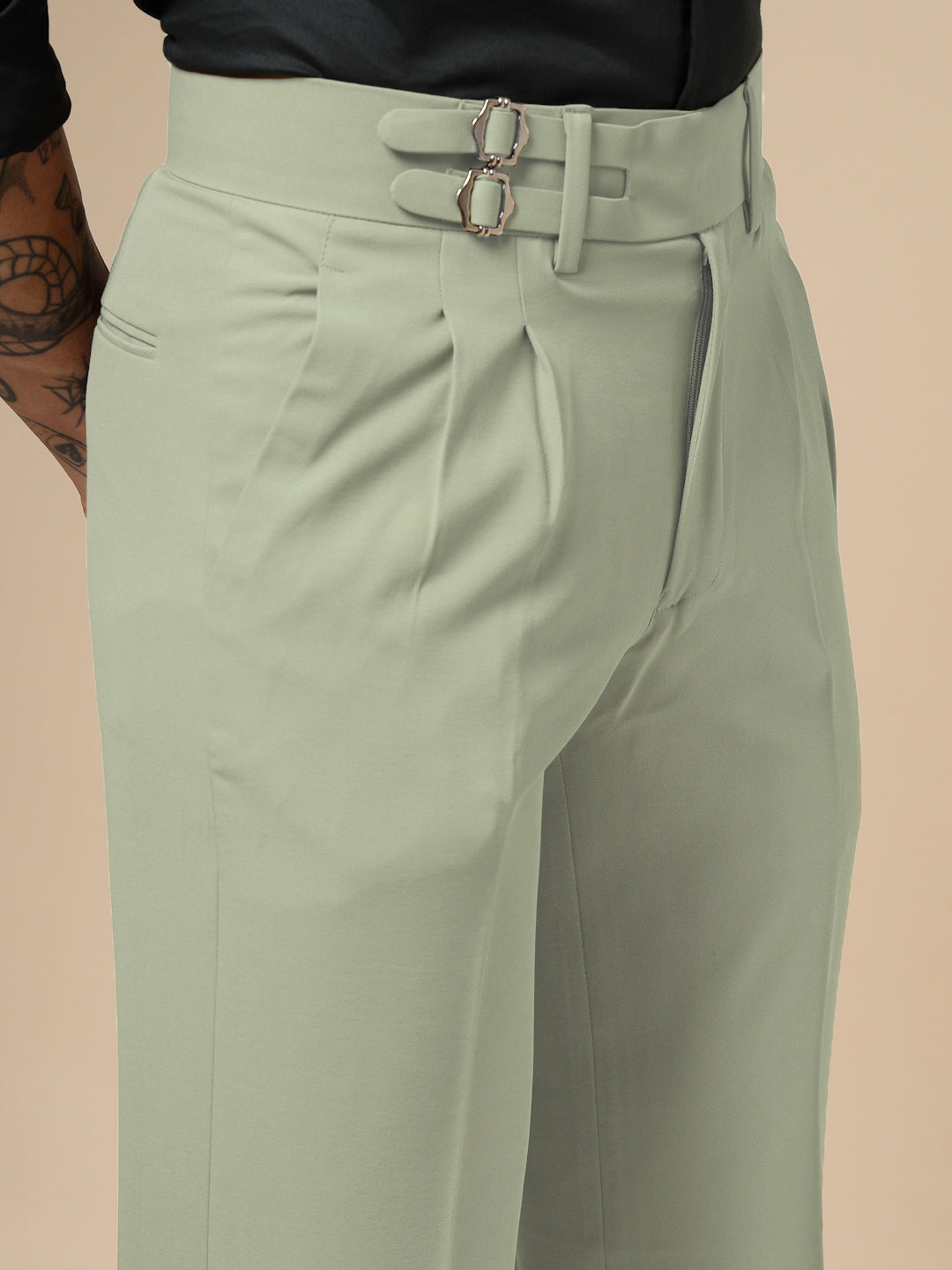 Lime Double Buckle Formal Gurkha Pants by ITALIAN VEGA®