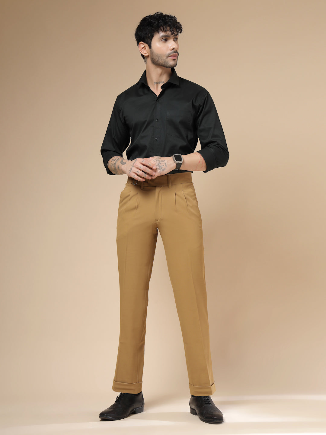 Camel Double Buckle Formal Gurkha Pants by ITALIAN VEGA®