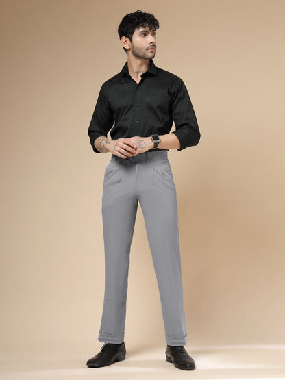 Ash Grey Double Buckle Formal Gurkha Pants by ITALIAN VEGA®