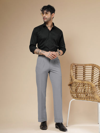 Ash Grey Double Buckle Formal Gurkha Pants by ITALIAN VEGA®