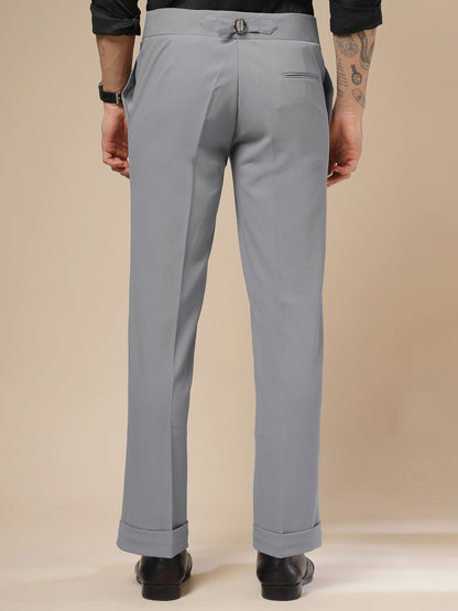 Ash Grey Double Buckle Formal Gurkha Pants by ITALIAN VEGA®