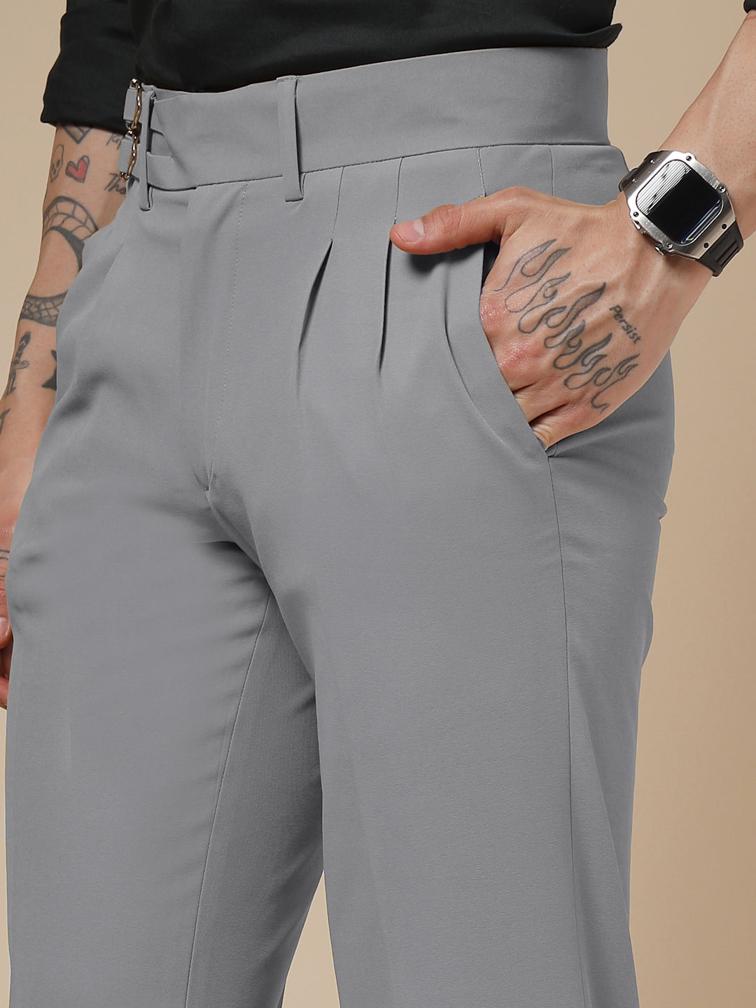 Ash Grey Double Buckle Formal Gurkha Pants by ITALIAN VEGA®