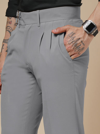 Ash Grey Double Buckle Formal Gurkha Pants by ITALIAN VEGA®