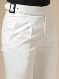 White Classic Buckle Formal Gurkha Pants by ITALIAN VEGA®