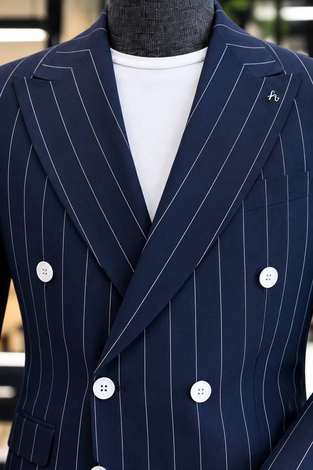 Navy striped Double Breasted Blazer by Italian Vega (Special Edition)