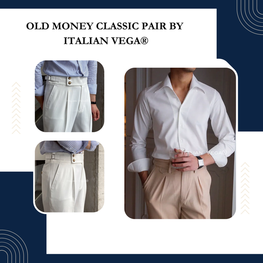 Old Money White Shirt with White Signature Buttoned Gurkha Pant by ITALIAN VEGA®