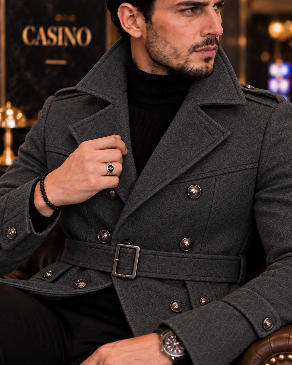 Arctic Charcoal Double Breasted Over Coat by ITALIAN VEGA® (Winter Special)