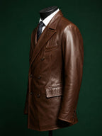 Men's Dark Brown Vegan Leather Double Breasted Blazer | Espresso Noir by Italian Vega®