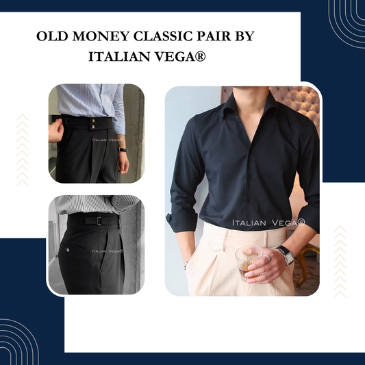 Old Money Black Shirt with Black Signature Buttoned Gurkha Pant by ITALIAN VEGA®