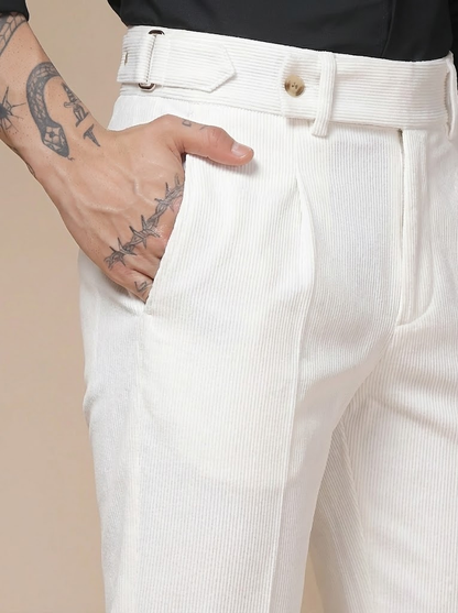Snow White Corduroy Oxford Gurkha Pants | Boot Cut Fit by ITALIAN VEGA®