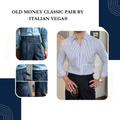 Old Money Blue Stripe Shirt with Blue Veteran Denim Gurkha Pant by ITALIAN VEGA®