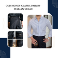 Old Money Navy Stripe Shirt with Space Blue Veteran Denim Gurkha Pant by ITALIAN VEGA®