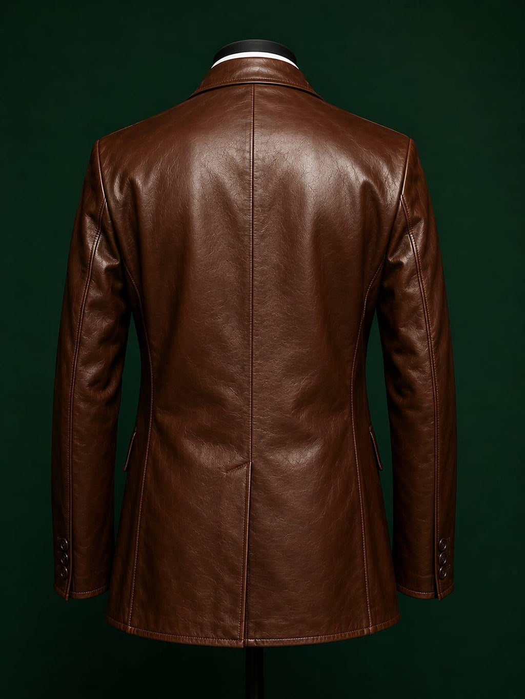 Men's Dark Brown Vegan Leather Double Breasted Blazer | Espresso Noir by Italian Vega®