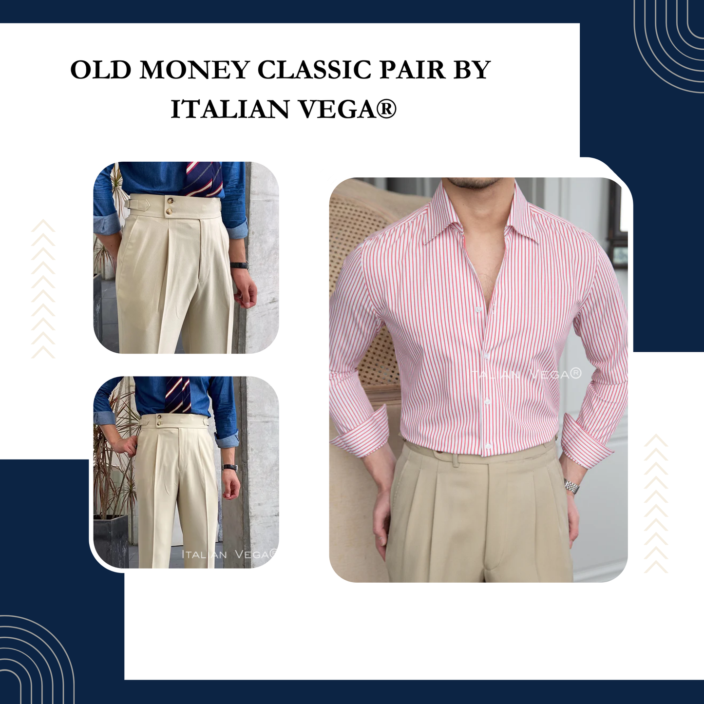 Old Money Crepe Shirt with Beige Signature Buttoned Gurkha Pant by ITALIAN VEGA®