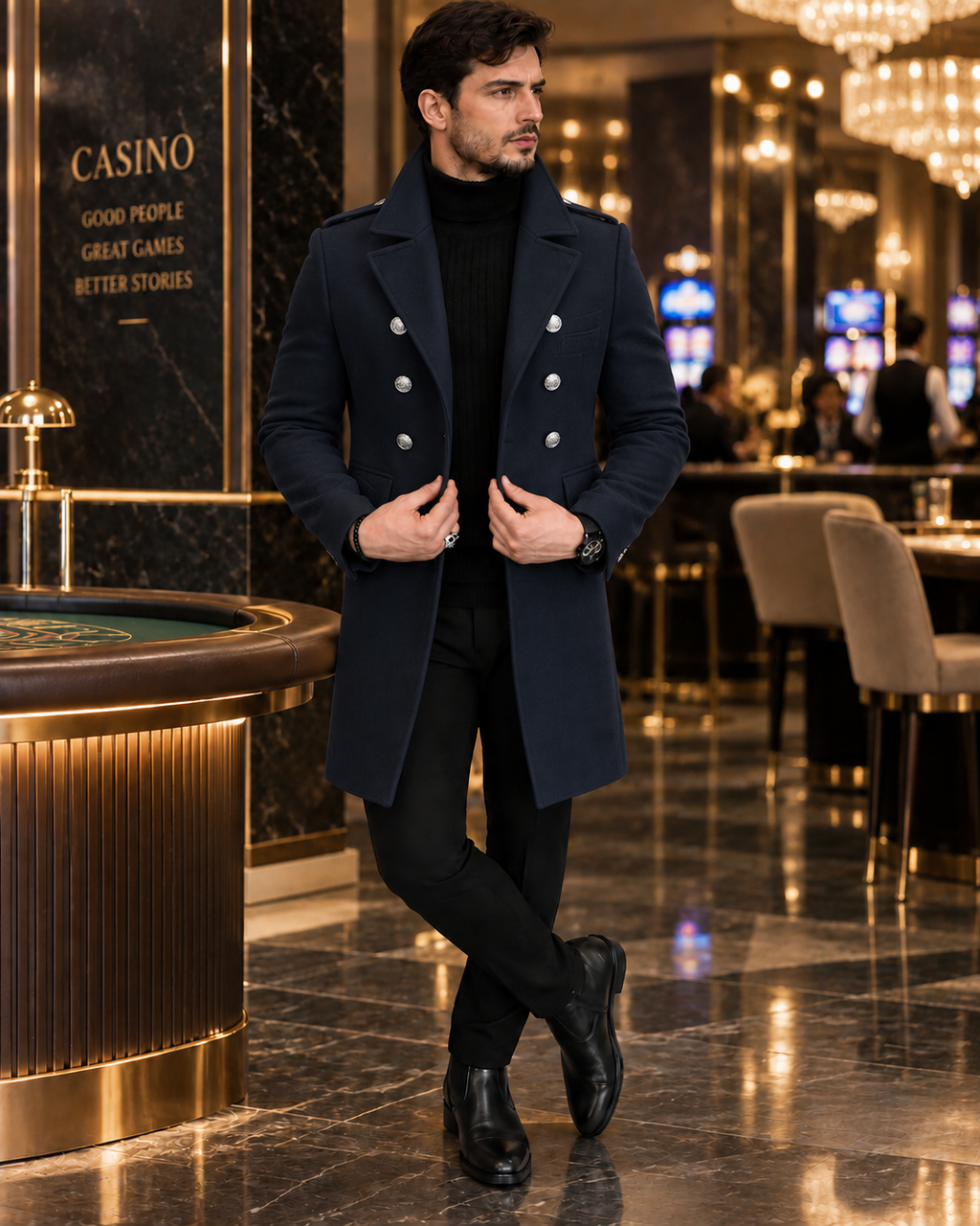 Alaska Dark Blue Double Breasted Over Coat by ITALIAN VEGA® (Winter Special)