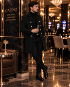 Alaska Black Double Breasted Over Coat by ITALIAN VEGA® (Winter Special)