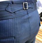 Navy Striped Double Buckle Formal Gurkha Pants by ITALIAN VEGA®