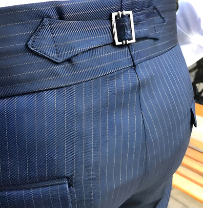 Navy Striped Double Buckle Formal Gurkha Pants by ITALIAN VEGA®
