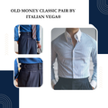 Old Money Classic Stripe Shirt with Navy Stripe Signature Buttoned Gurkha Pant by ITALIAN VEGA®