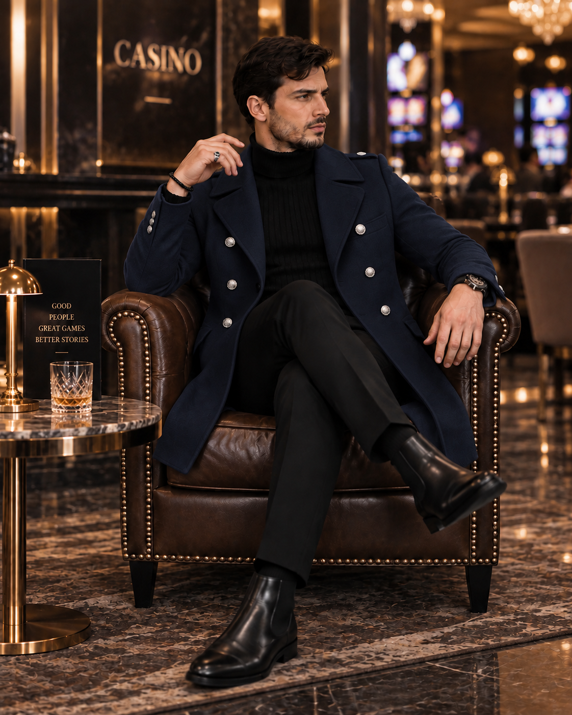 Alaska Dark Blue Double Breasted Over Coat by ITALIAN VEGA® (Winter Special)