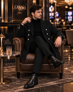 Alaska Black Double Breasted Over Coat by ITALIAN VEGA® (Winter Special)