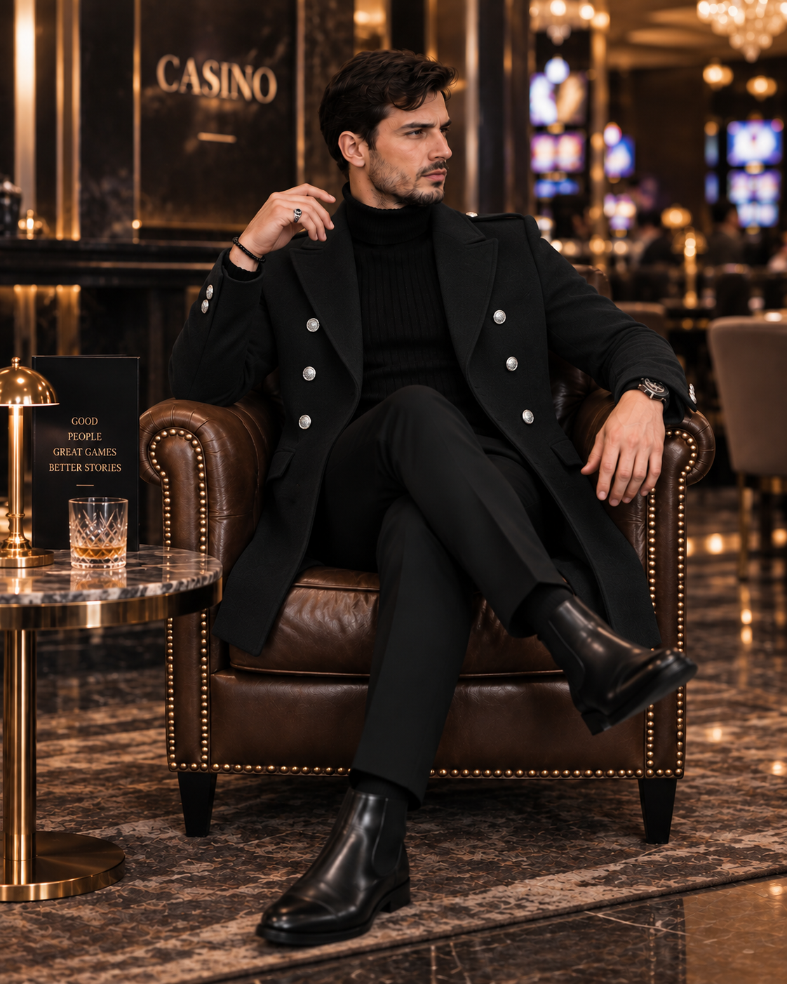 Alaska Black Double Breasted Over Coat by ITALIAN VEGA® (Winter Special)