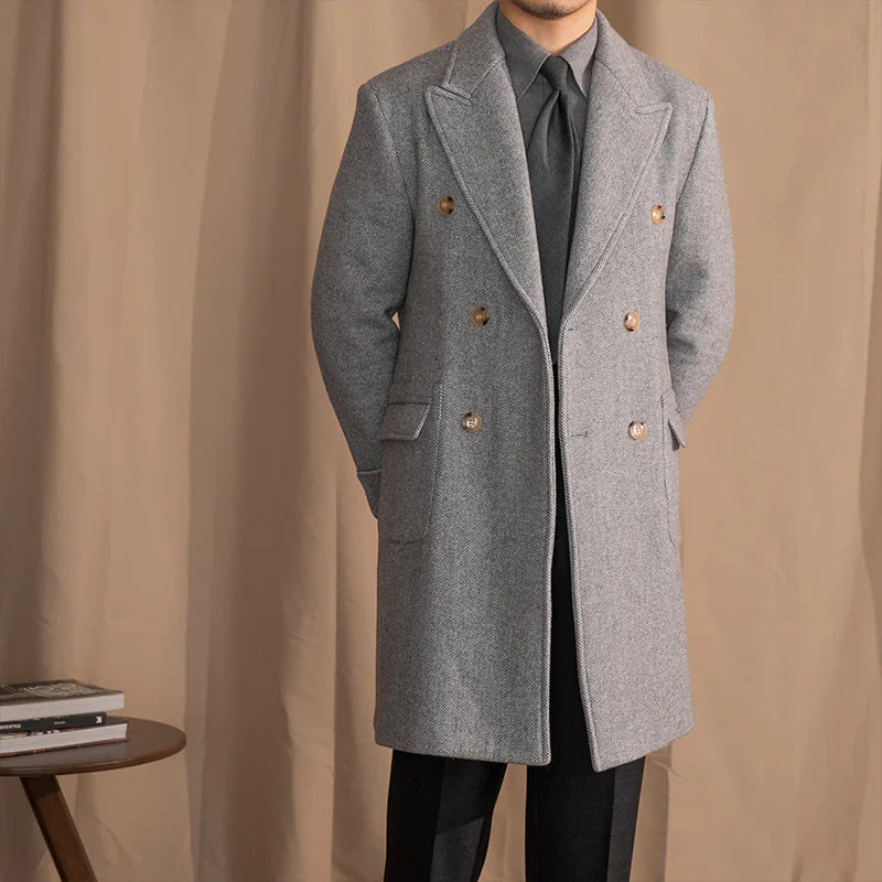 Kingsman Grey Double Breasted Coat by Italian Vega Latest Edition