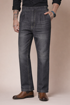 Anthracite Denim Classic Button Gurkha Trouser Pants | Boot Cut Fit by Italian Vega®