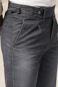 Anthracite Denim Elegant Gurkha Trouser Pants | Boot Cut Fit by Italian Vega®