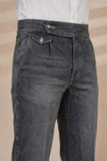 Anthracite Denim Signature Flap Gurkha Trouser Pants | Boot Cut Fit by Italian Vega®