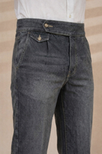 Anthracite Denim Signature Flap Gurkha Trouser Pants | Boot Cut Fit by Italian Vega®