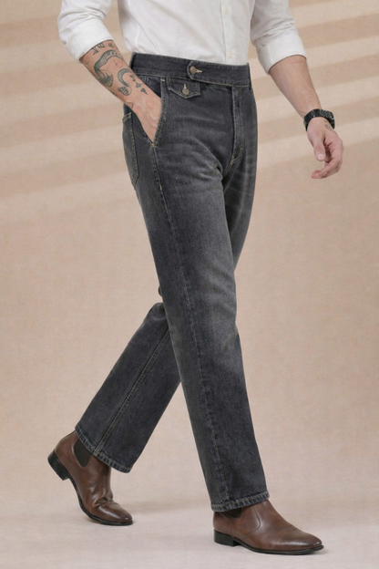 Anthracite Denim Signature Flap Gurkha Trouser Pants | Boot Cut Fit by Italian Vega®