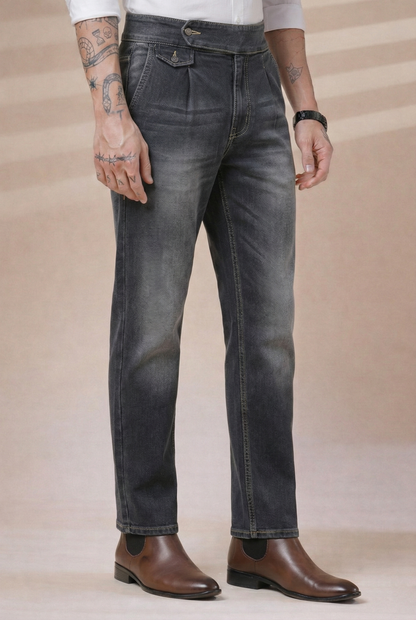Anthracite Denim Signature Flap Gurkha Trouser Pants | Boot Cut Fit by Italian Vega®