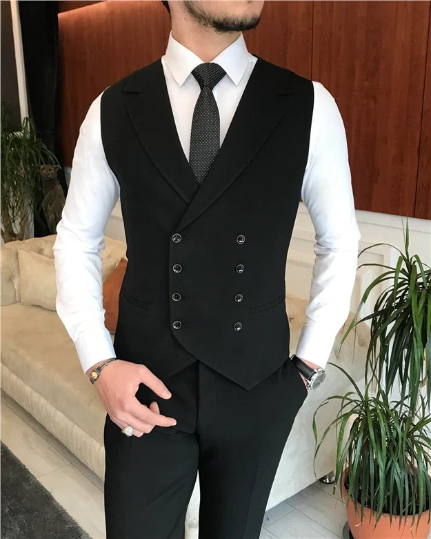 Italian Fit Men's Jade Black Suit by ITALIAN VEGA® ( James Bond Edition) (3-Piece)