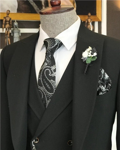 Italian Fit Men's Jade Black Suit by ITALIAN VEGA® ( James Bond Edition) (3-Piece)