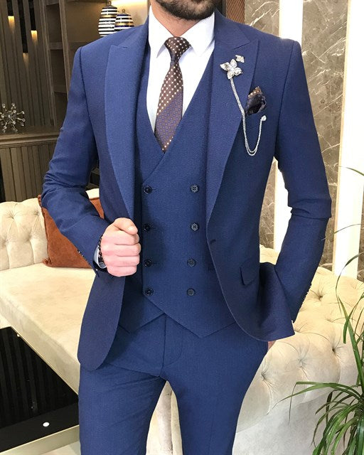 ITALIAN STYLE SLIM FIT MEN'S SUIT BLUE