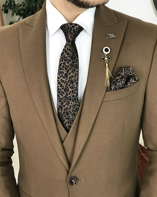 ITALIAN FIT MEN'S BROWN SUIT BY ITALIAN VEGA® (3-Piece)