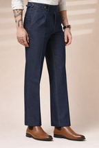 Blue Denim Elegant Gurkha Trouser Pants | Boot Cut Fit by Italian Vega®