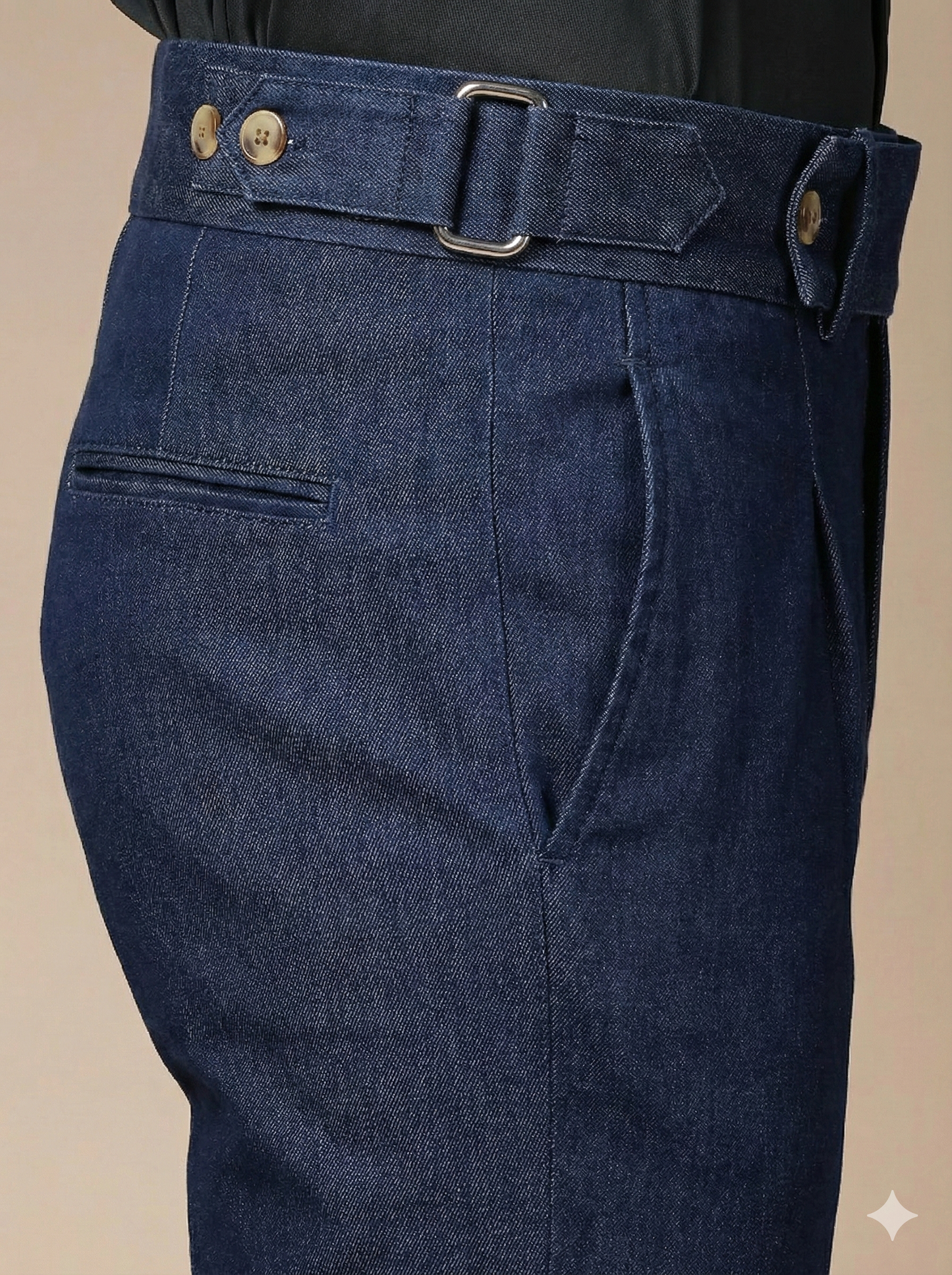 Blue Denim Oxford Gurkha Trouser Pants | Boot Cut Fit by Italian Vega®
