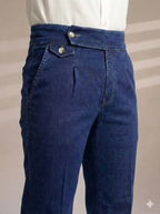 Blue Denim Signature Flap Gurkha Trouser Pants | Boot Cut Fit by Italian Vega®