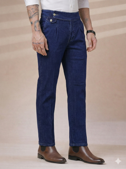 Blue Denim Signature Flap Gurkha Trouser Pants | Boot Cut Fit by Italian Vega®