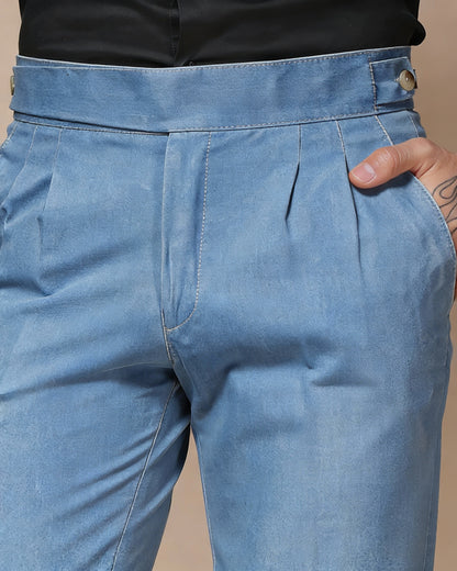 Sky Denim Classic Button Gurkha Trouser Pants | Boot Cut Fit by Italian Vega®