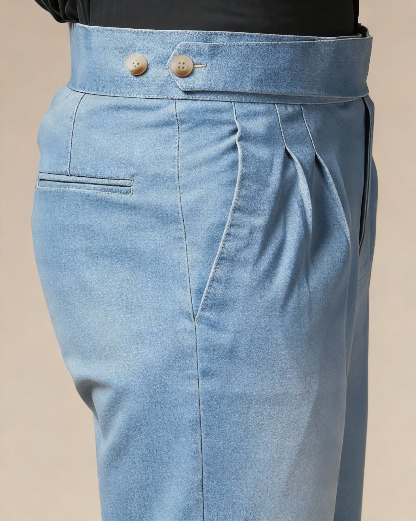 Sky Denim Classic Button Gurkha Trouser Pants | Boot Cut Fit by Italian Vega®