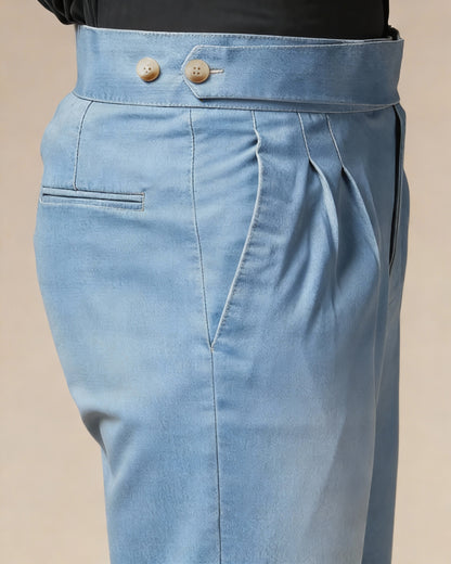 Sky Denim Classic Button Gurkha Trouser Pants | Boot Cut Fit by Italian Vega®